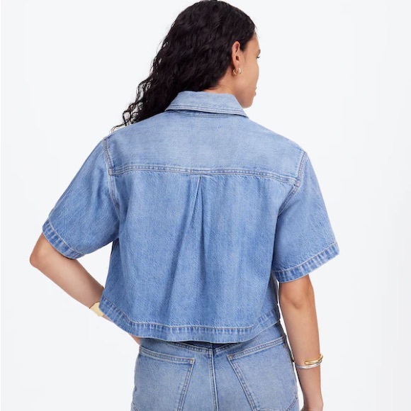 Madewell NWT Boxy Crop Button Up Shirt Airy Denim Edition Medium in Hallstead - Picture 4 of 12